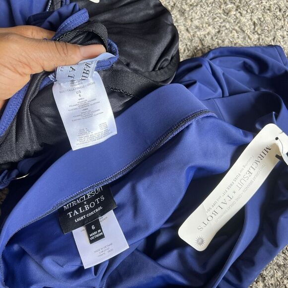 MiracleSuit Talbots Tankini Swim Skirt Set Swimsuit Navy Blue Women Size 6 New - Picture 7 of 7